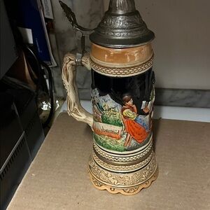 Vintage German Beer Stein with Metal Lid Music box